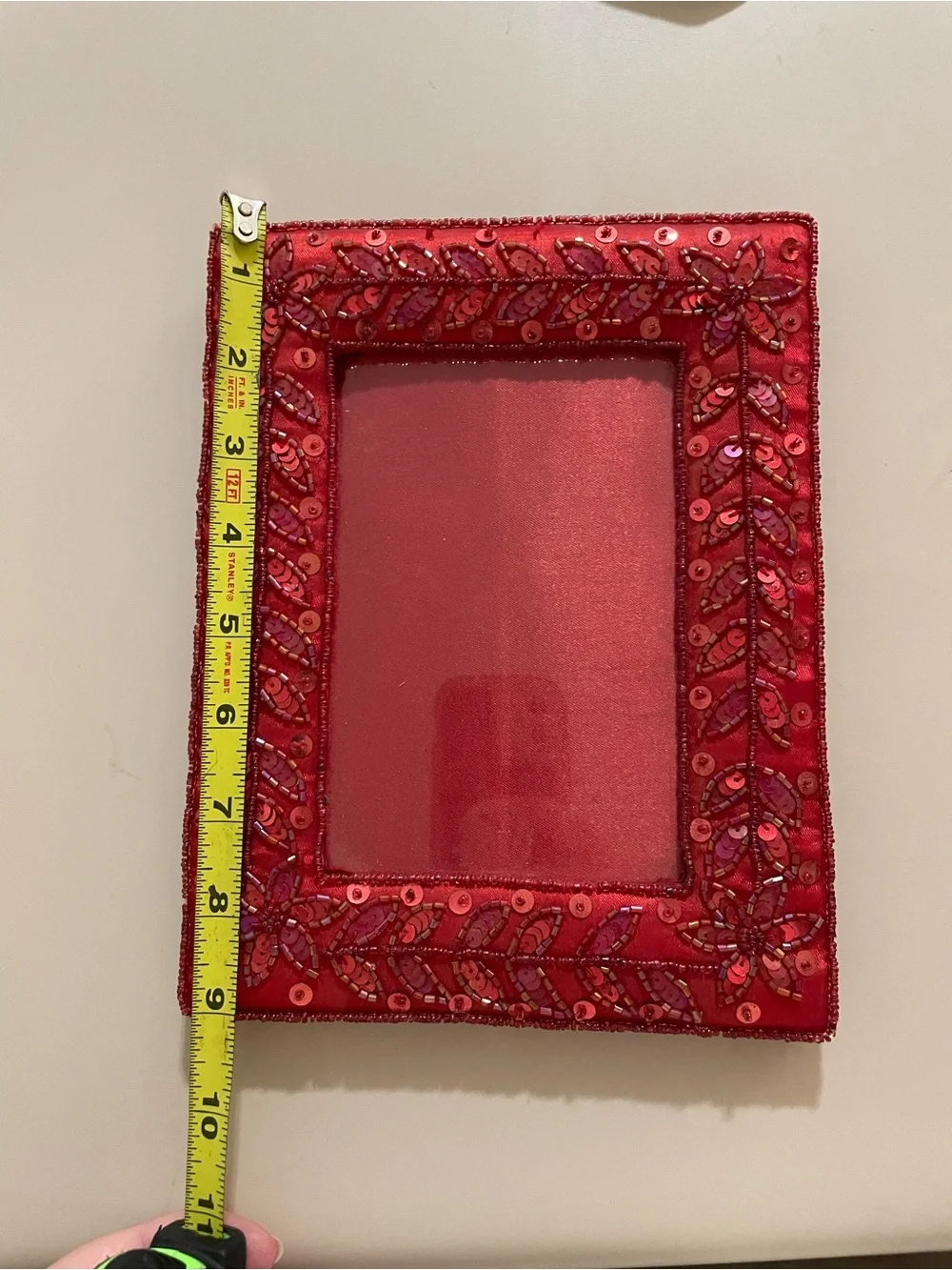 Handmade Red Sequin Embellished 4x6 Photo Frame